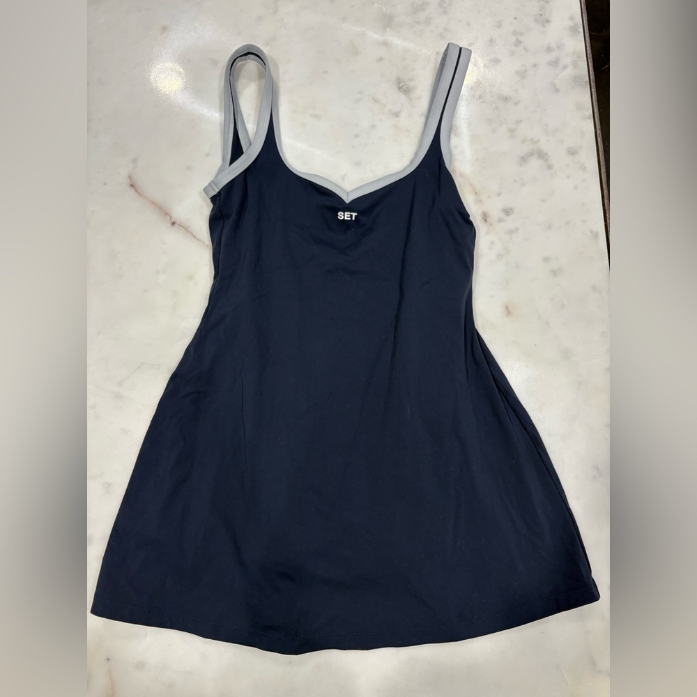 Set Active Midnight Blue Navy Dress & Built-in shorts Sz L